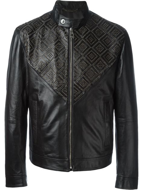 versace mens leather jacket price|vintage Versace leather jacket.